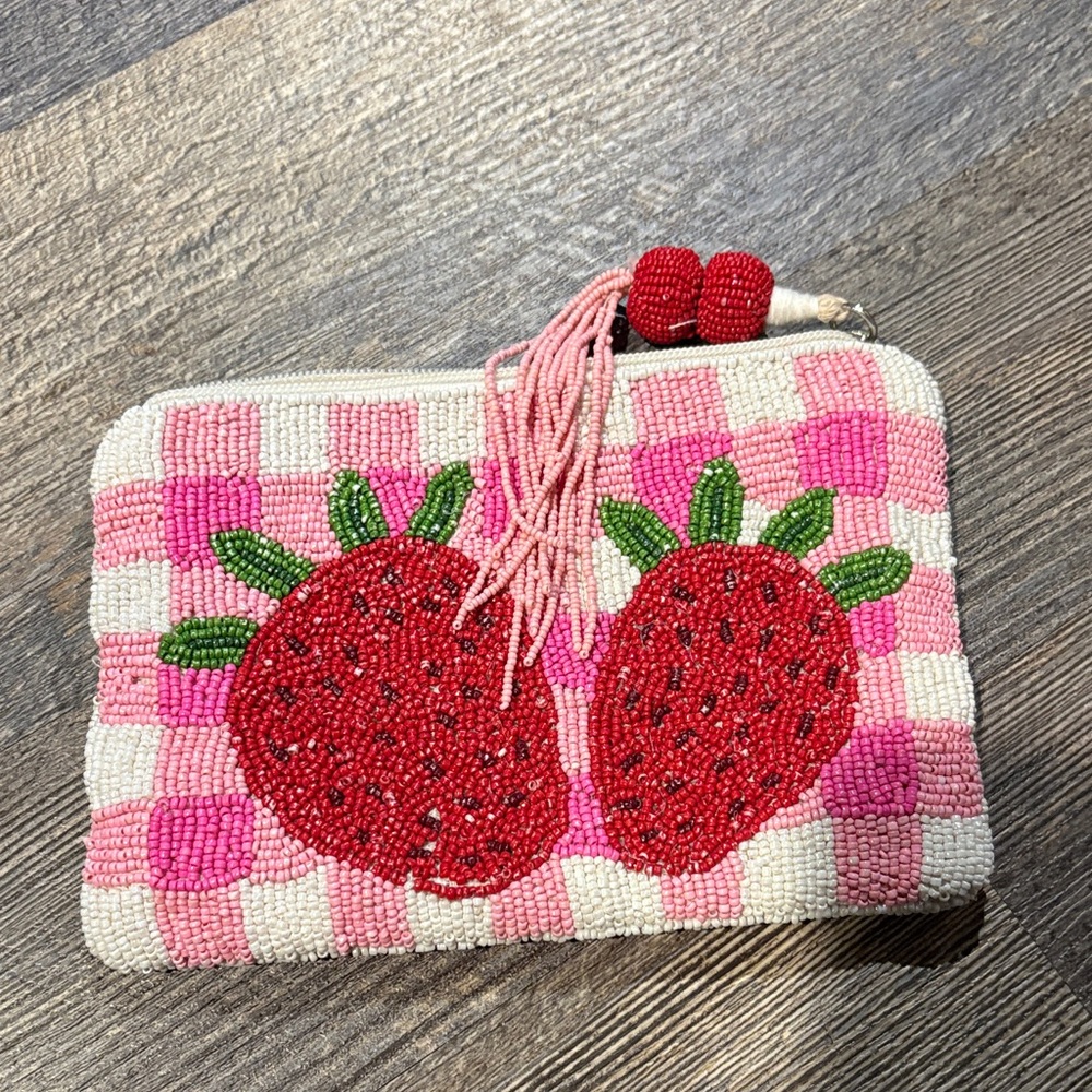 T.J.Maxx Pink and Red Beaded Clutch